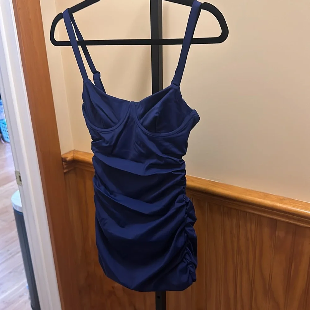 SKIMS SHAPING SWIM Ruched One Piece in Midnight NEW
